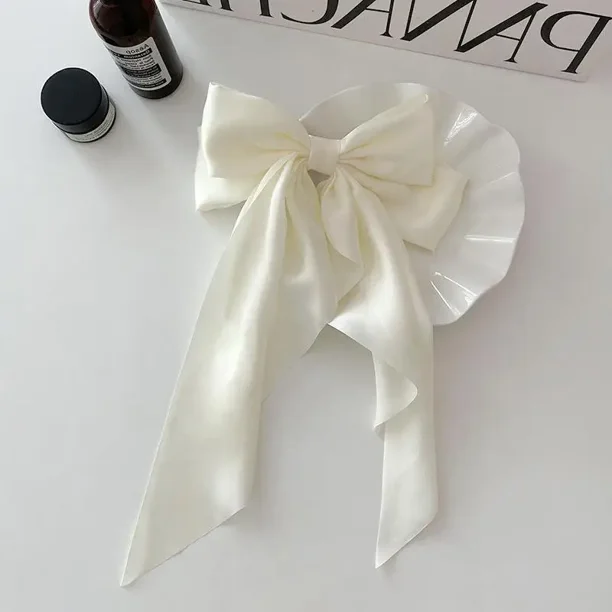 Horquilla con lazo para el pelo de tela para mujer, pinzas para el pelo con cinta, tocado, lazo blanco y negro, Clip superior, accesorios de joyas para el cabello femenino