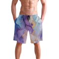 thumbnail image 4 of Dailycode Men's Quick Dry Swim Trunks Beach Shorts Casual Summer Board Shorts with Pockets, Lilac Blue Marble, 4 of 8