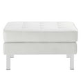 thumbnail image 2 of Modway Loft Tufted Vegan Leather Upholstered Living Room Ottoman in Silver White, 2 of 7