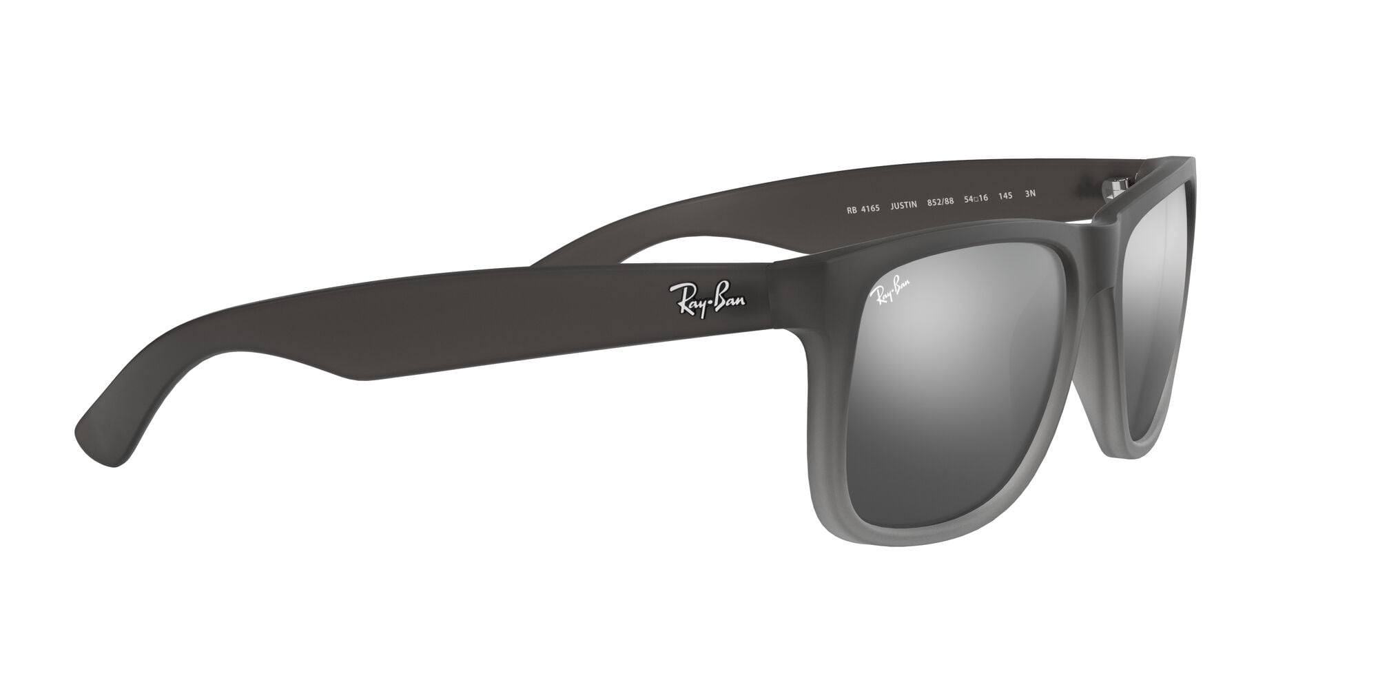 Ray-Ban Justin Sunglasses for Women and Men with Rubber Grey Frames and Grey Mirror Lenses, Size 55