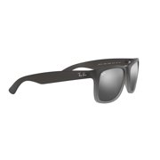 Ray-Ban Justin Sunglasses for Women and Men with Rubber Grey Frames and Grey Mirror Lenses, Size 55