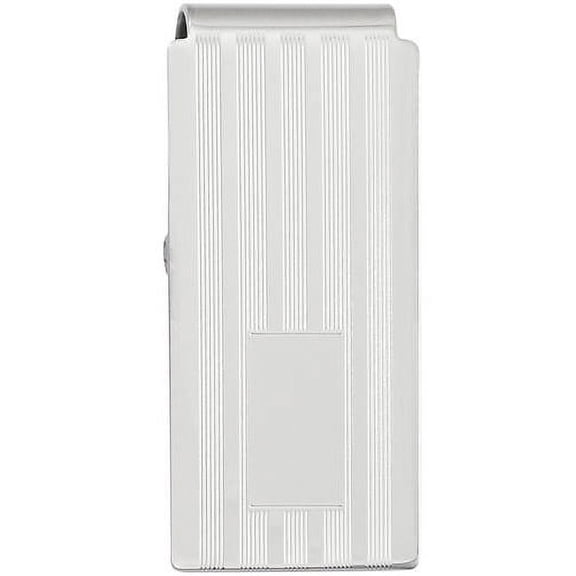 Primal Rhodium-Plated Kelly Waters Lined Engraveable Hinged Money Clip