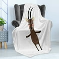 thumbnail image 4 of Goat Soft Flannel Fleece Throw Blanket, Indigenous Vietnam Split Hoove Saola Standing on 2 Legs Cartoon Character, Cozy Plush for Indoor and Outdoor Use, 50" x 60", Brown Umber Beige, by Ambesonne, 4 of 5
