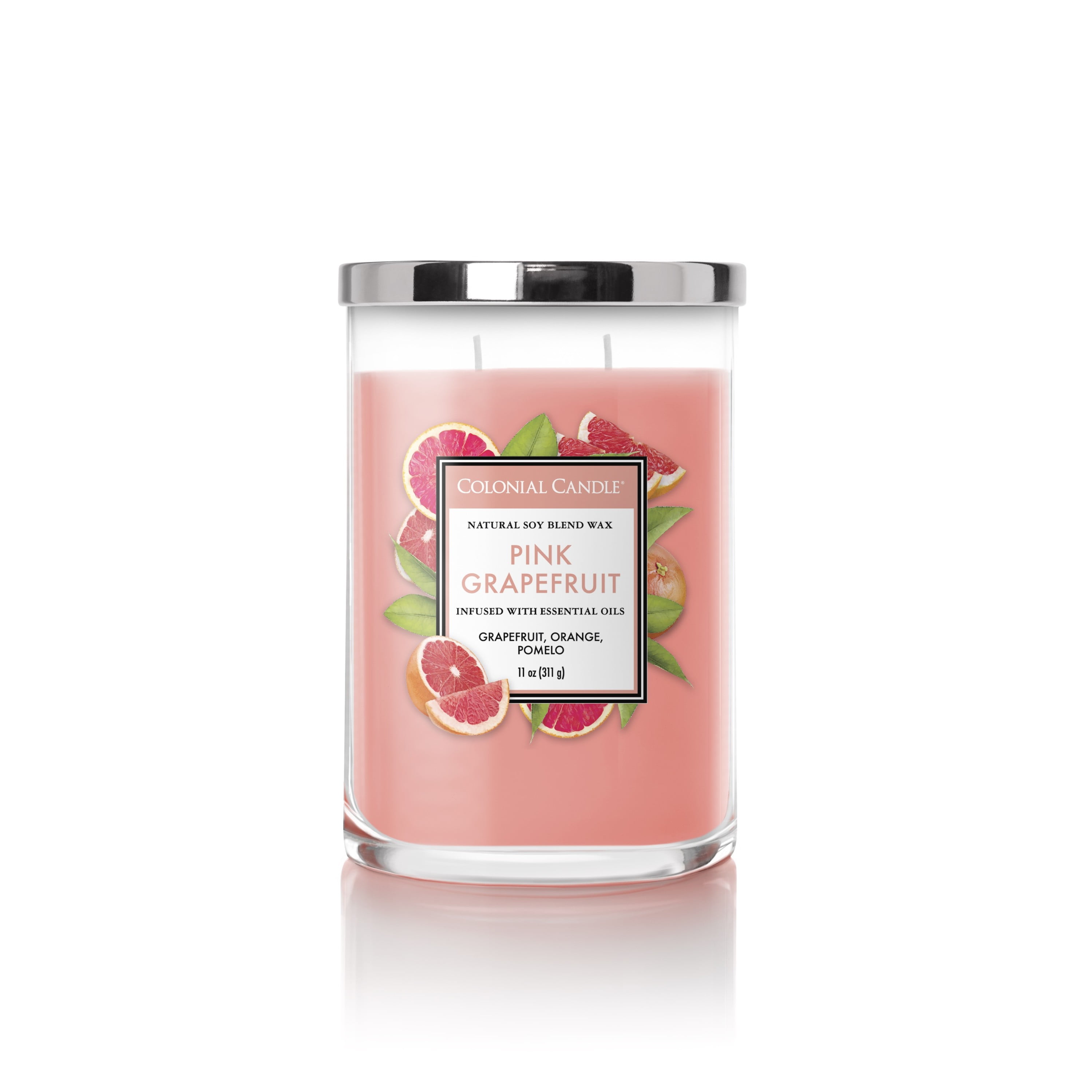 Colonial Candle Pink Grapefruit 11 Oz 2 Wick Candle, Red