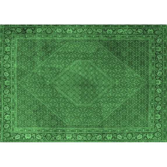 Ahgly Company Indoor Rectangle Persian Emerald Green Traditional Area Rugs, 8' x 12'