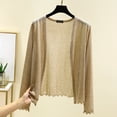 thumbnail image 2 of Women's Thin Long-Sleeved Cardigan with Border for Summer | Yubnlvae | Women's Thin Long Sleeved Cardigan for Women for Summer Short Styles (Khaki | L), 2 of 5