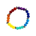 thumbnail image 2 of Rainbow Chakra Healing Gemstone Ball Beaded Bracelet - Womens Fashion Handmade Jewelry Boho Accessories, 2 of 3