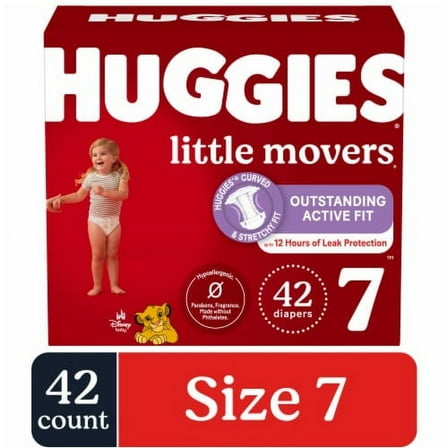 Huggies Little Movers Baby Diapers Size 7 - 42 ct