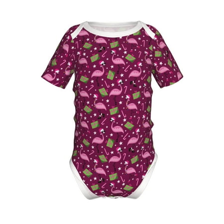 

Junzan Festive Flamingos Print Short-Sleeve Baby Climbing Clothes Bodysuits for Infant One-Piece for Baby Boys & Girls Baby Clothes Baby Romper with Snap Closure-3 Months
