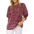 thumbnail image 2 of Blouse à Col Rond Froncé, Blouse à Manches Courtes, Blouse à Col Rond, Chemise à Col Rond, Atteindre Plus, 2 of 5