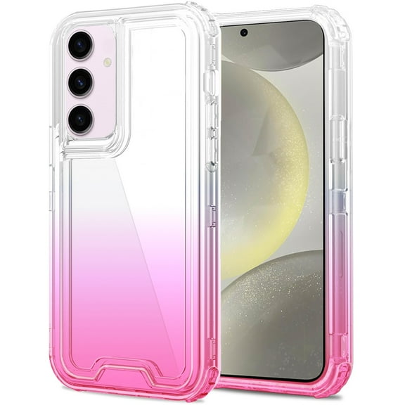 For Samsung Galaxy S25  /S25 Plus /S24  Plus Hybrid 3-in-1 Clear Case - Two-Tone Transparent Shockproof TPU   Hard Protective Frame Cover, XPM Phone Case [Clear   Pink]