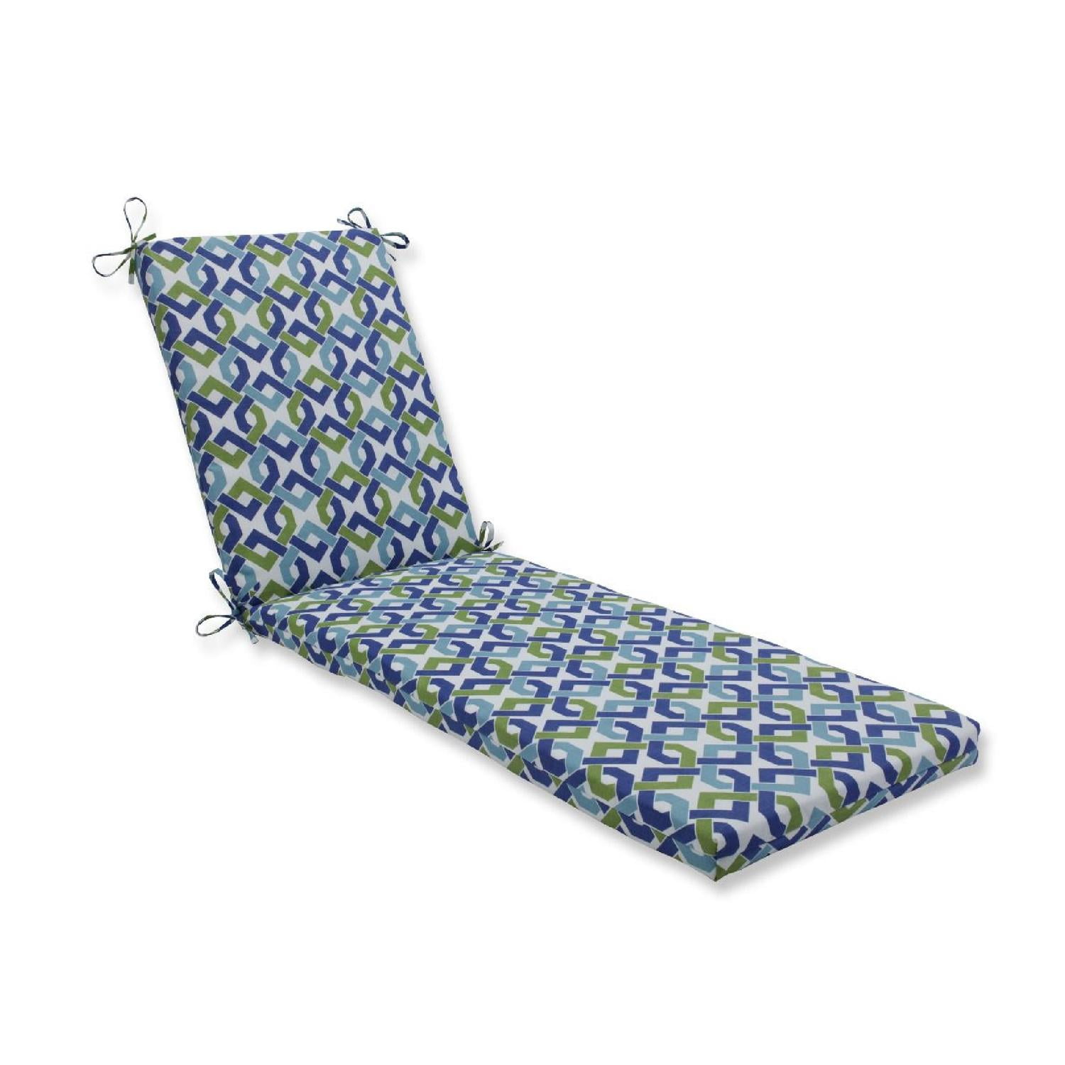 80" Blue and Green Geometric UV/Fade Resistant Outdoor Patio Chaise