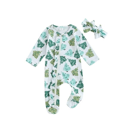 

Mioliknya Baby Girls Boys Footies Rompers Christmas Clothes with Headband