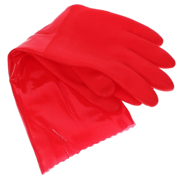ULTNICE Dishwashing Gloves Red PVC 2 Pairs 14.6in
