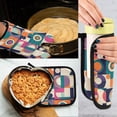 thumbnail image 5 of Yayeee Oven Mitts and Pot Holder Set of 2 Heat Resistant Kitchen Gloves Baking Hot Pad, Orange Geometric, 5 of 5