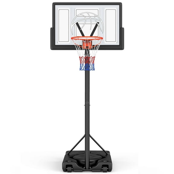 Toremore Basketball Hoop Outdoor 10ft Adjustable, Portable Basketball Hoop Goal System for Kids Youth and Adults in Backyard/Driveway/Indoor, 44 Inch Shatterproof Backboard and Larger Base