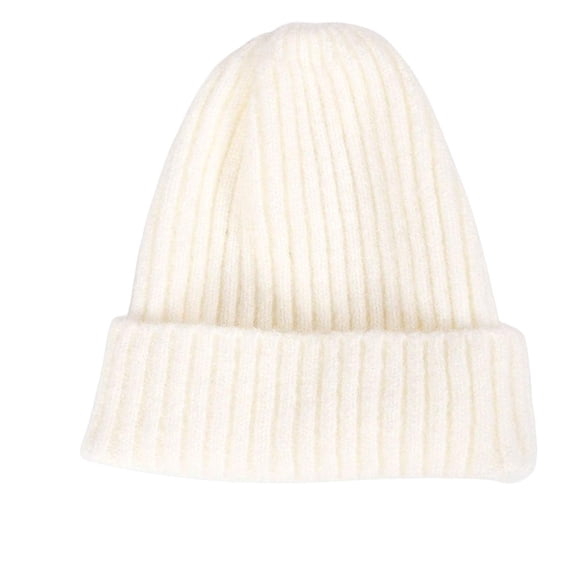 Yunhgft Knitted Cuffed Hat Slouchy Warm Skull Cap Fisherman Beanie for Teen Women Winter White