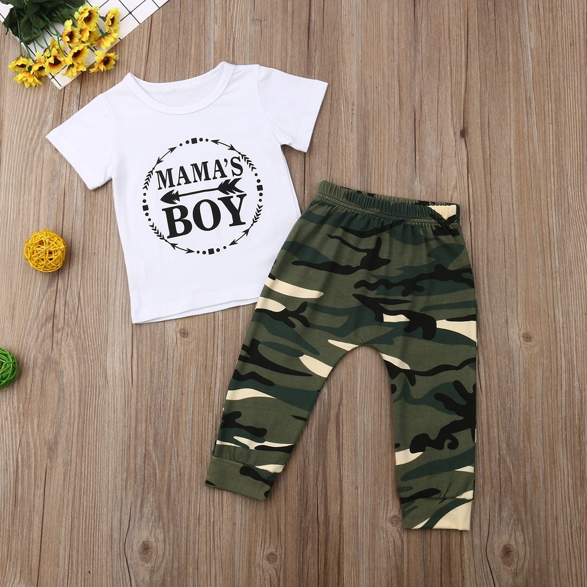 Toddler Infant Kids Baby Boys Tops T-shirt Camouflage Pants Trousers Outfits Set 