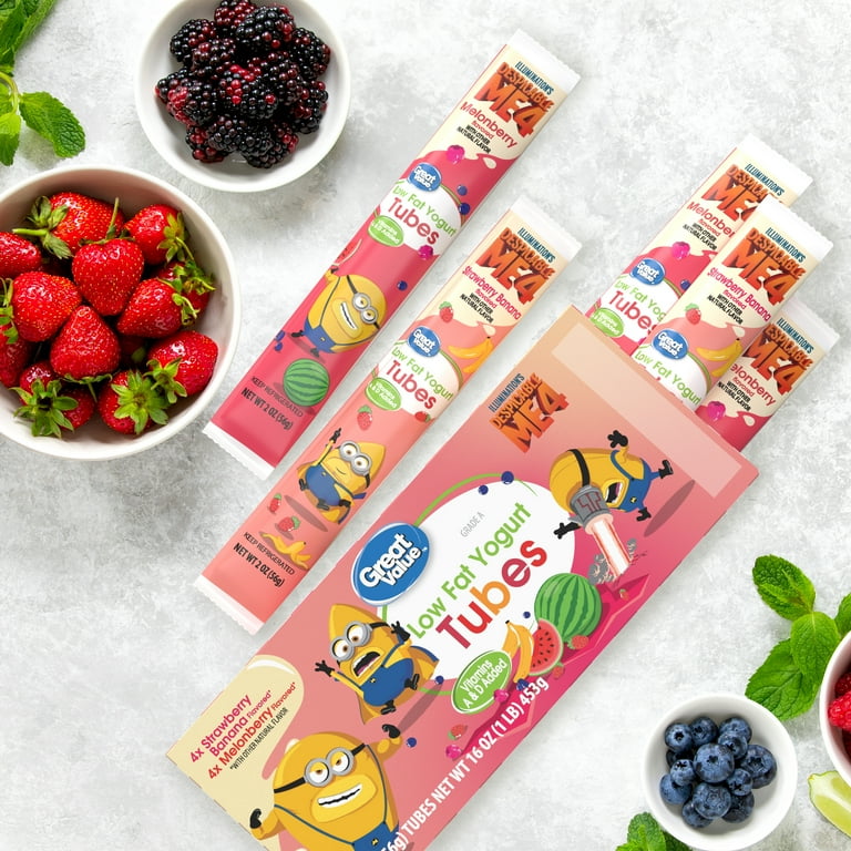 Great Value Kids Lowfat Melonberry and Strawberry Banana Yogurt