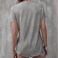thumbnail image 4 of Women's Tops Summer Casual Henley Shirts Short Sleeve O-Neck Button Comfy Tunic Tee Sexy Loose Fit Basic Blouses, 4 of 5