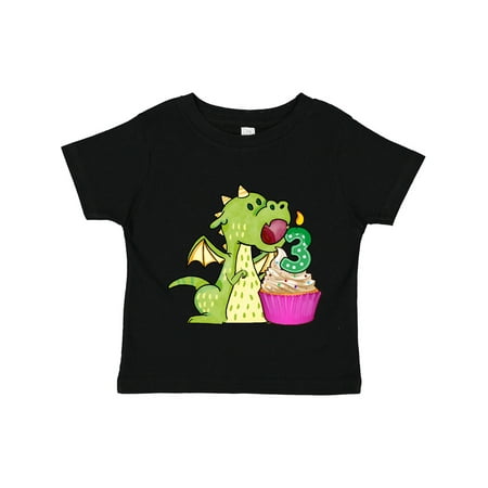 

Inktastic Dragon Cupcake 3rd Birthday Gift Toddler Boy or Toddler Girl T-Shirt