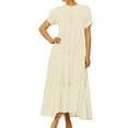 thumbnail image 2 of Roncen Women's Solid Lace Dress - Loose Fit Knitted Maxi Dress with Relaxed Silhouette, Casual Elegant Style for Everyday Wear and Lounge Outfits, 2 of 5