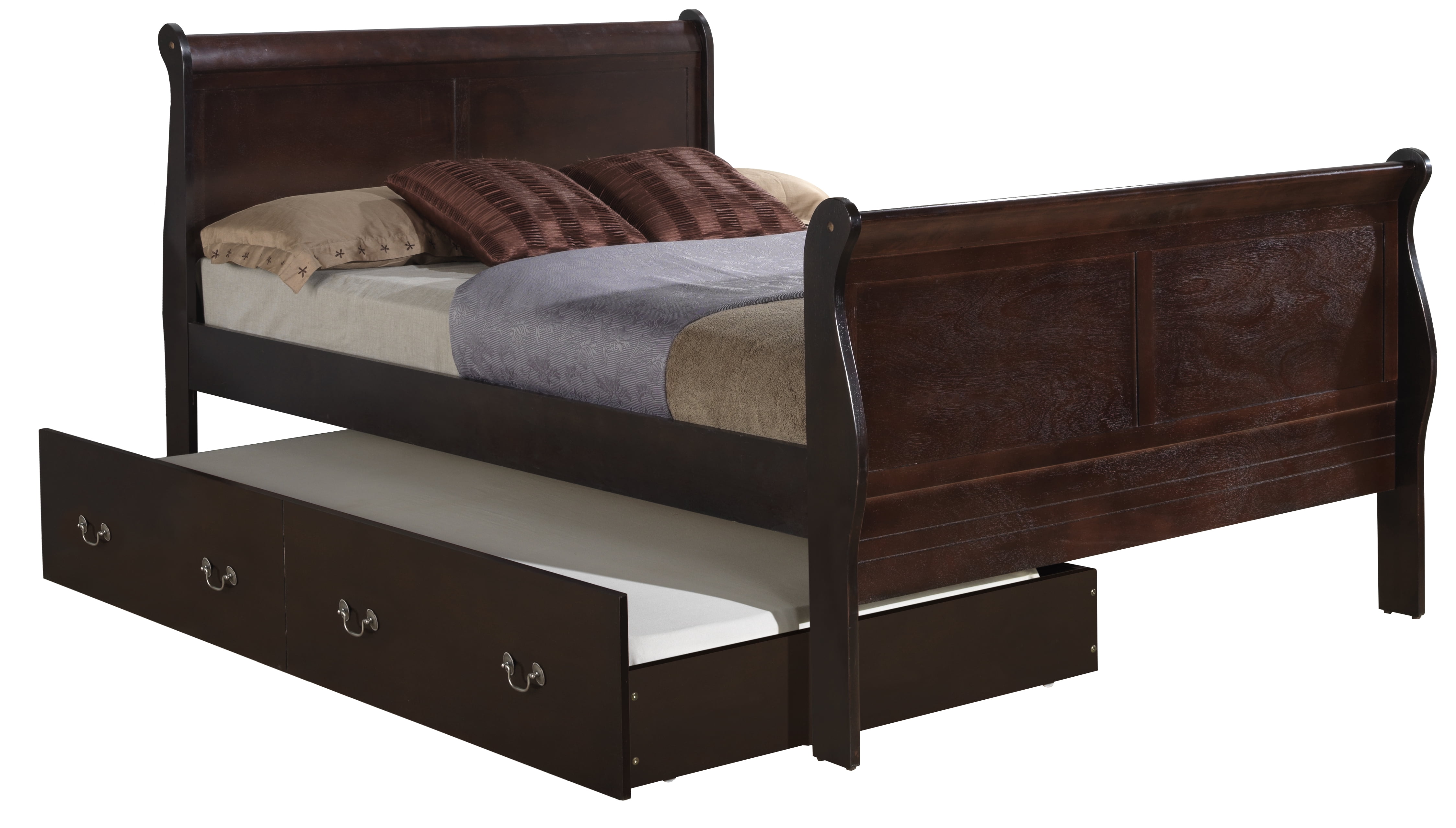 Glory Furniture Louis Phillipe Full Trundle Bed in Cappuccino