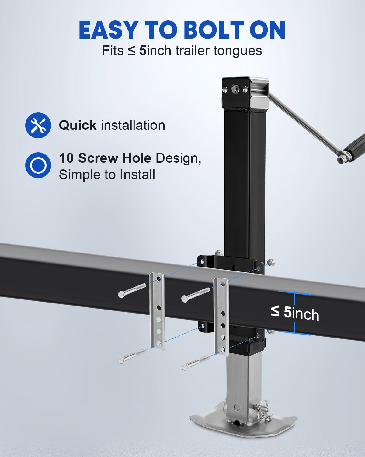 Kohree 8000lbs Heavy Duty Trailer Jack, 28.7" Vertical Travel, Adjustable Drop Leg & Ergonomic Handle for Large RV,Utility Trailers, Yacht Trailers, Boat Trailer