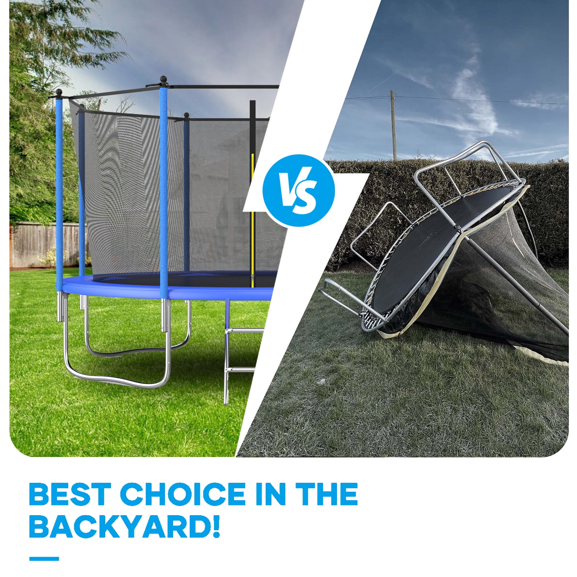 Shengchao Trade 12FT Trampoline with Safety Enclosure Net, ASTM Approval, Basketball Hoop