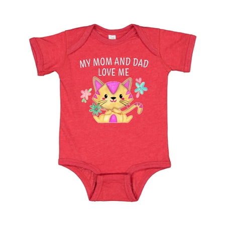 

Inktastic My Mom and Dad Love Me with Cute Kitten and Flowers Gift Baby Boy or Baby Girl Bodysuit