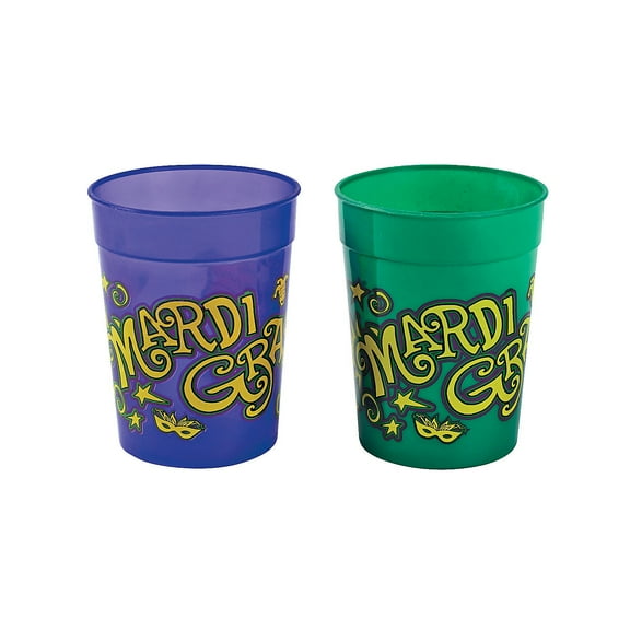 Mardi Gras Plastic Cups - Party Supplies - 12 Pieces