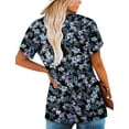 thumbnail image 5 of KISSMODA Womens T Shirts Short Sleeve Pleated Floral Tunic Tops Dressy Casual Crew Neck Summer Boho Tops Blouses, 5 of 5