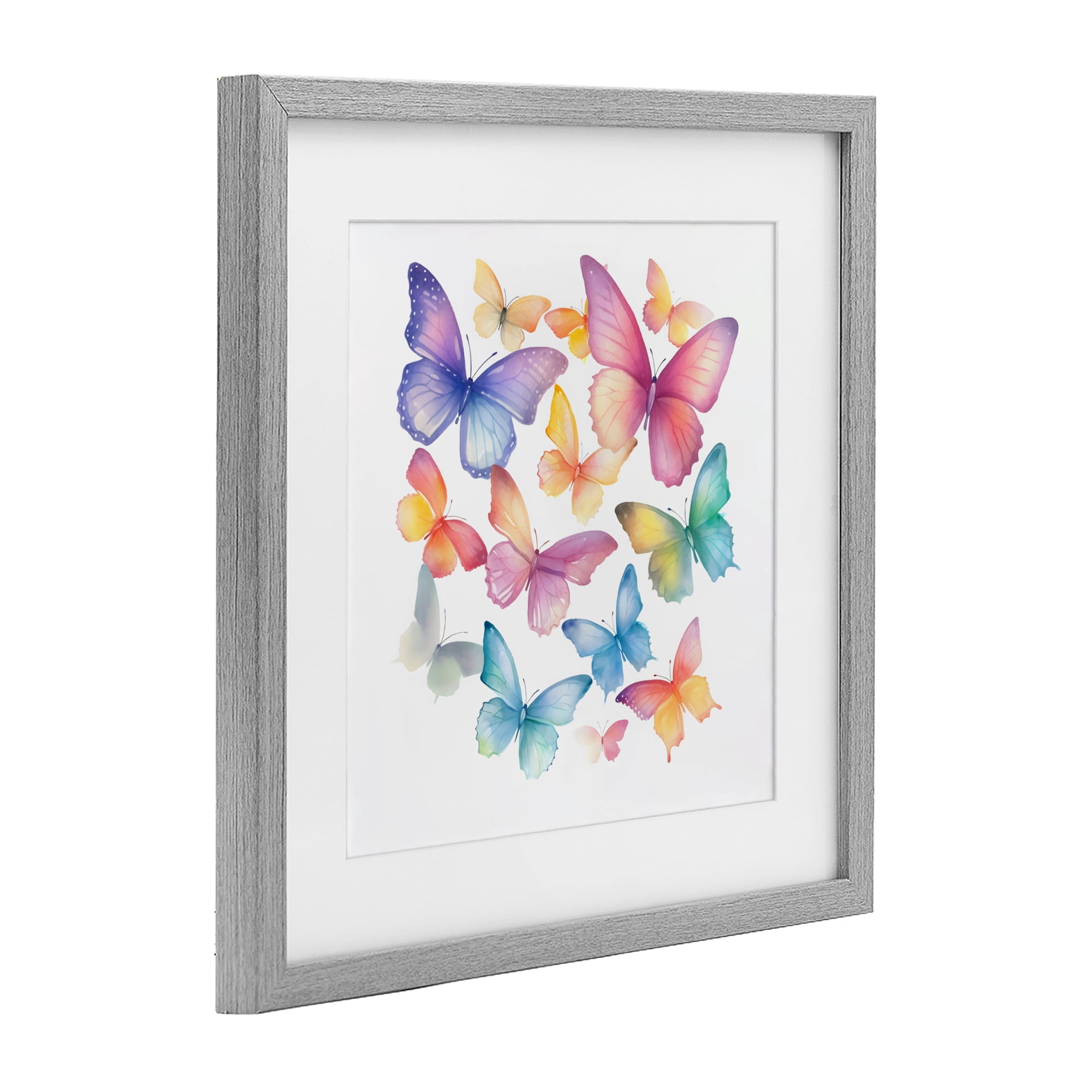 Stupell Industries Rainbow Butterflies Rabble Gray Framed Print Under Glass, design by Creative Studio