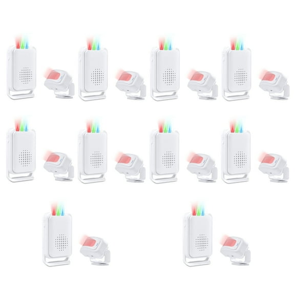 NineLeaf Motion Sensor Alarm,Door Buzzer for Business Entry,Motion Sensor Ring,918ft Long Range,Anti-theft,4-color LED light,17 Music 5 Volume Levels,Easy installation,for Shops, Offices,hotel,10PK