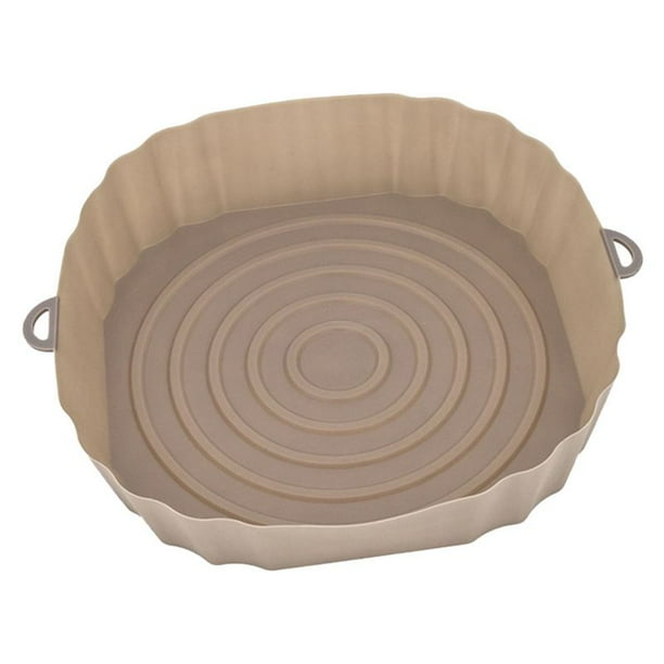 Freidora de Aire de 20Cm, Bandeja para Hornear, Cesta para Pollo Frito, Alfombrilla, Freidora de Aire, Olla de Silicona, Repuesto Redondo, SartéN para Parrilla, MarróN