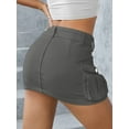 thumbnail image 6 of nvzhuang Women Mini Skirt Vintage Low Waist Cargo Skirt Summer Slim Fit Solid Color Skirt with Pockets for Club, 6 of 7