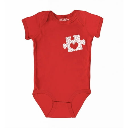 

Shop4Ever Puzzle Heart Pocket Size Autism Awareness Baby s Bodysuit Infant Cotton Romper 24 Months Red