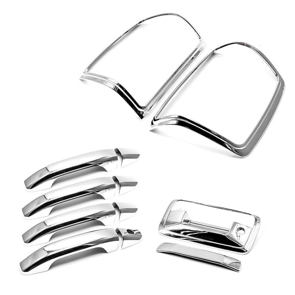 Sizver Chrome 4Door Handle Taillight Tailgate Cover NO backup Camera Cutout For 2014-2018 Chevrolet Silverado 4DR Model