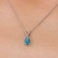 thumbnail image 3 of Gem Stone King 14K White Gold London Blue Topaz and Pink Lab Grown Diamond Pendant Necklace for Women | 0.81 Cttw | Gemstone November Birthstone | Pear Shape 7X5MM | With 18 inch Chain, 3 of 6