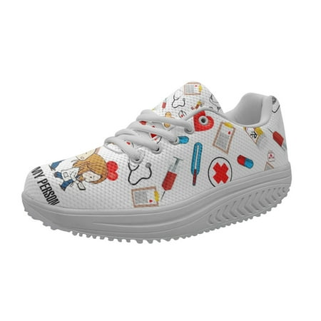

INSTANTARTS Spring Autumn Women s Swing Shoes Mesh Woman Platform Footwear Female Nurse Shoe Medical ECG Medicine Print Sneakers