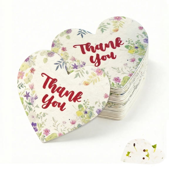 20Pack 'Thank you' Greeting Cards,Plantable Seed Paper Cards Embedded with Wildflower, Eco-Friendly Card for Gift Wrapping, Mother's Day, Thanksgiving,Graduation Gifts (P13)