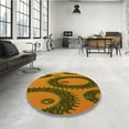 thumbnail image 4 of Ahgly Tapis Rond Lavable en Machine Intérieur Transitionnel Brun Selle, 4 Pieds Rond, 4 of 7