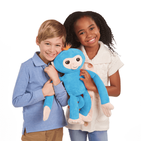 WowWee - Fingerlings HUGS BORIS - Friendly Interactive Plush Monkey Toy - Blue