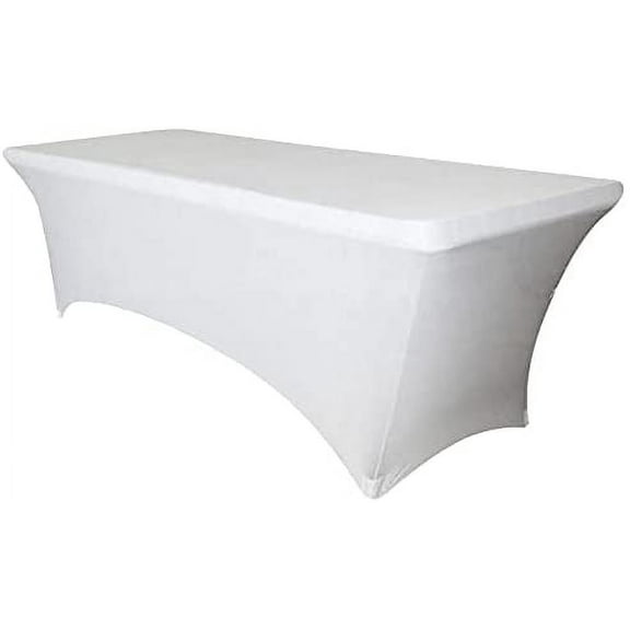 4Less CO 5 ft Spandex Tablecloth Stretch Fitted Table Cover White (Fit 30" Width)