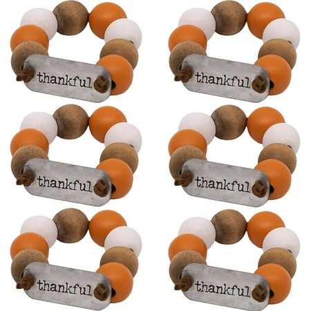 

- Napkin Rings Farmhouse Wooden Beads Handmade Napkin Holder Ring for Table Rustic Home Decor for Wedding Birthday Dinner Party Family Gatherings Table Decorations (6 Thankful)