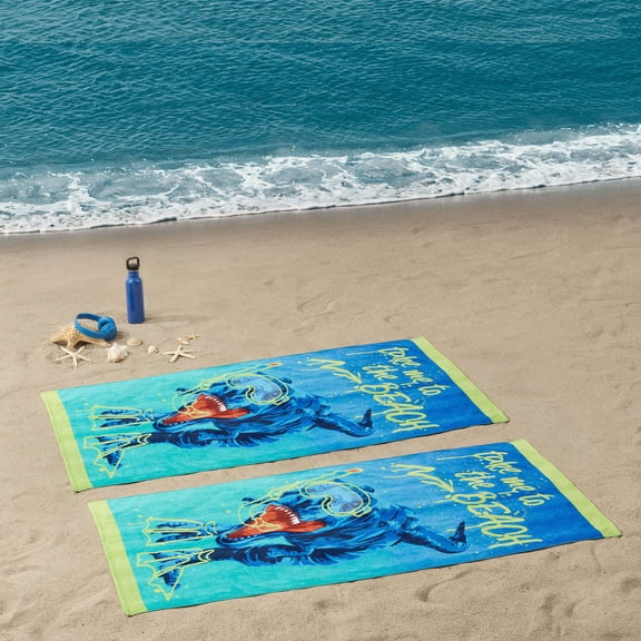 Mainstays Beach Collection Dinosaur Cotton-Blend Beach Towels (2 Count)