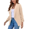 thumbnail image 4 of OKBOP Lightweight Open Front Jacket Cardigan Relaxed Fit Solid Open moto jacket women Winter Jacket Clearance Beige, 4 of 7