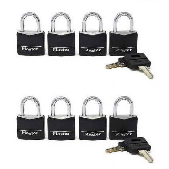 Master Lock 131Q 1-3/16" Wide Weatherproof Solid Body Padlock; 8-Pack