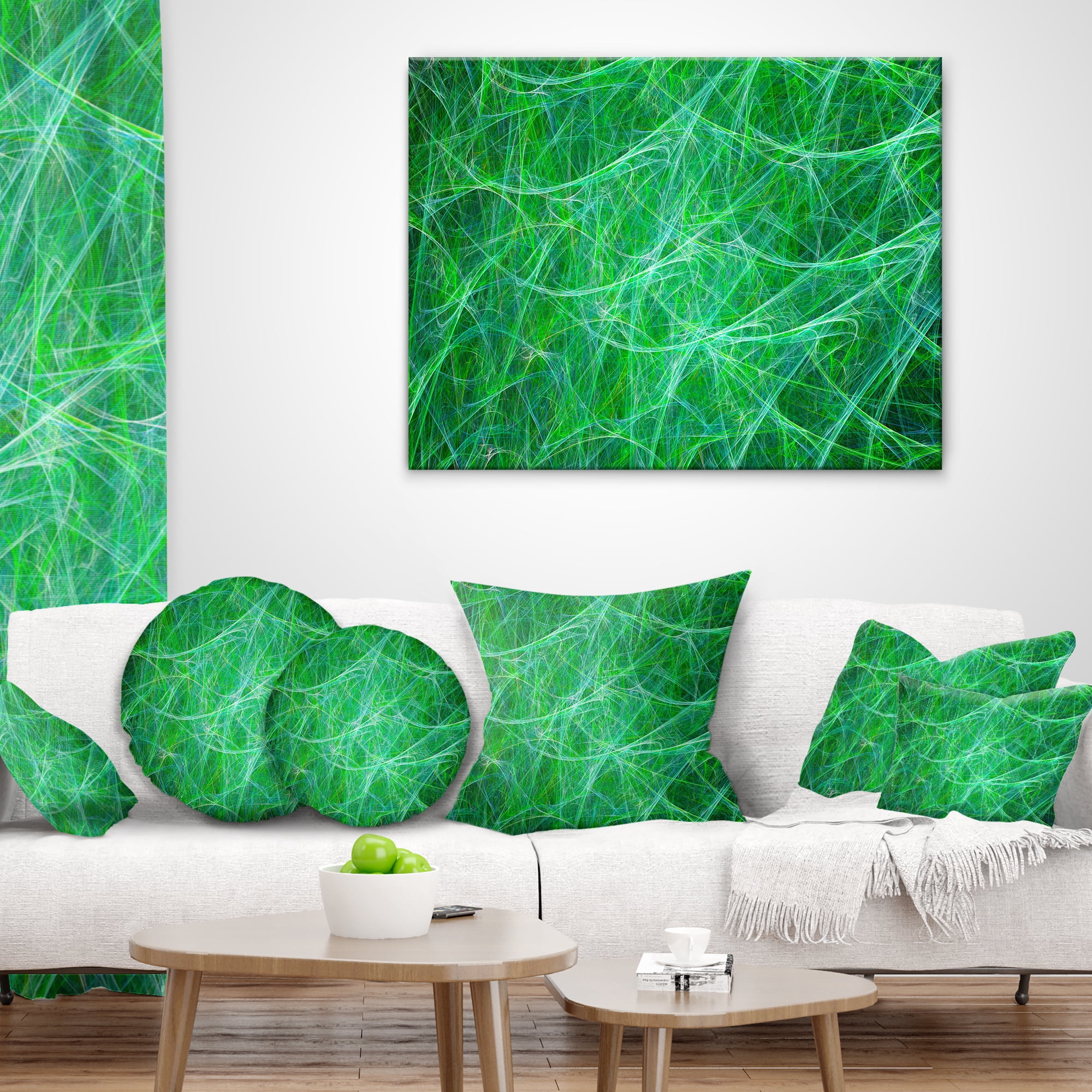 Designart Mystic Green Fractal Veins - Abstract Throw Pillow - 16x16