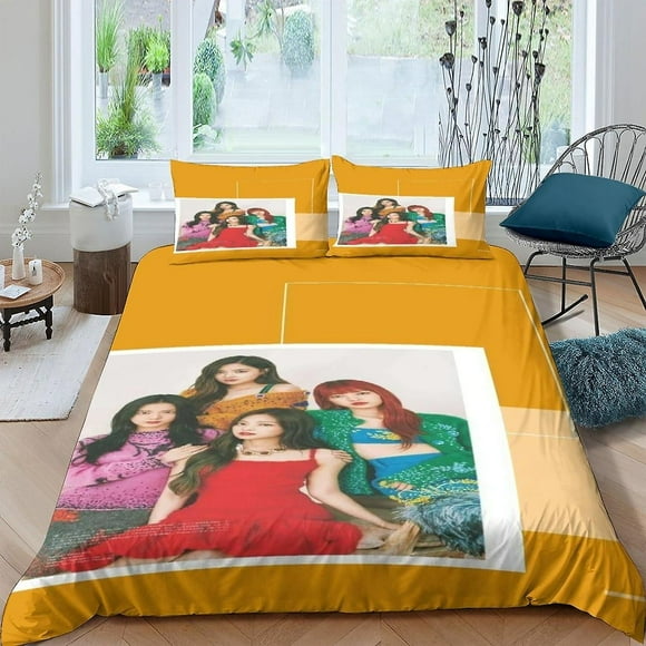 LOUSON BLACKPINK Comforter Cover 3D Print Bedding Set Decorative 3 Piece Set Duvet Cover Set Bedspread Cover with Pillowcase Soft Microfiber Zipper Qu(Single135x200cm)